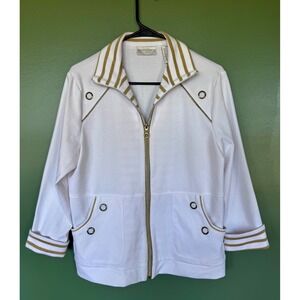 Drapers & Damons Petites White Gold Metallic Zip Up Jacket PM Womens #summer